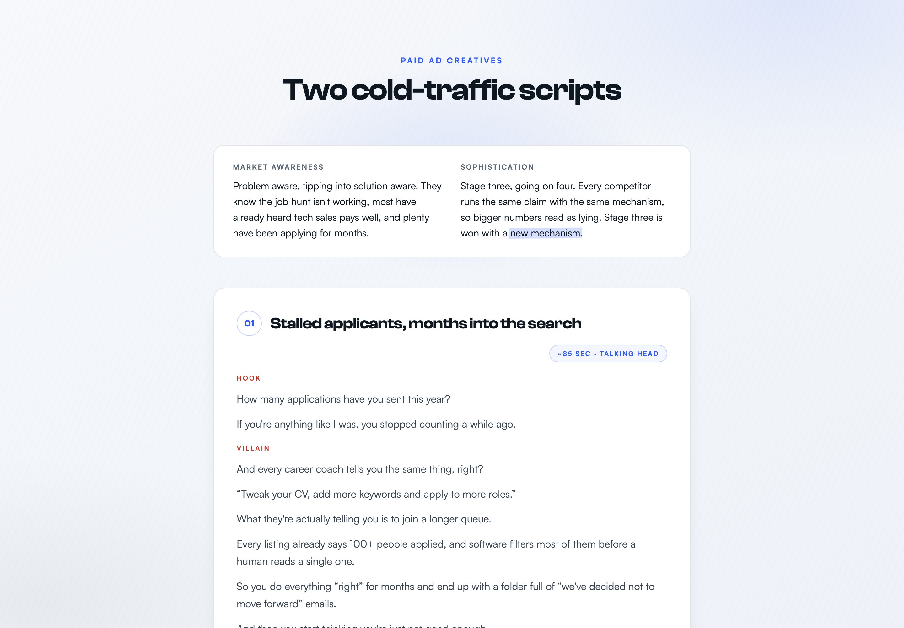 Ad creative scripts preview