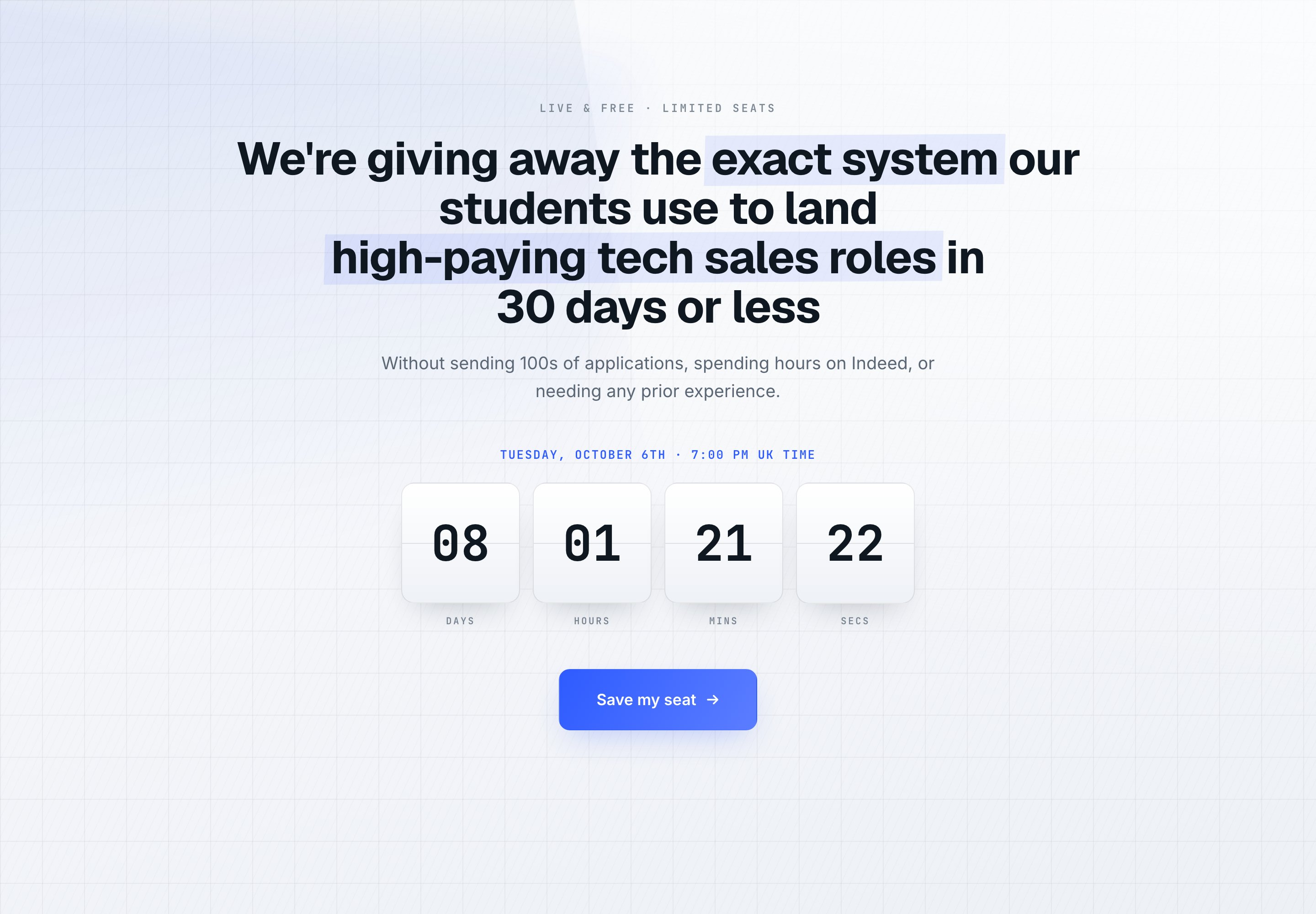 Registration page preview